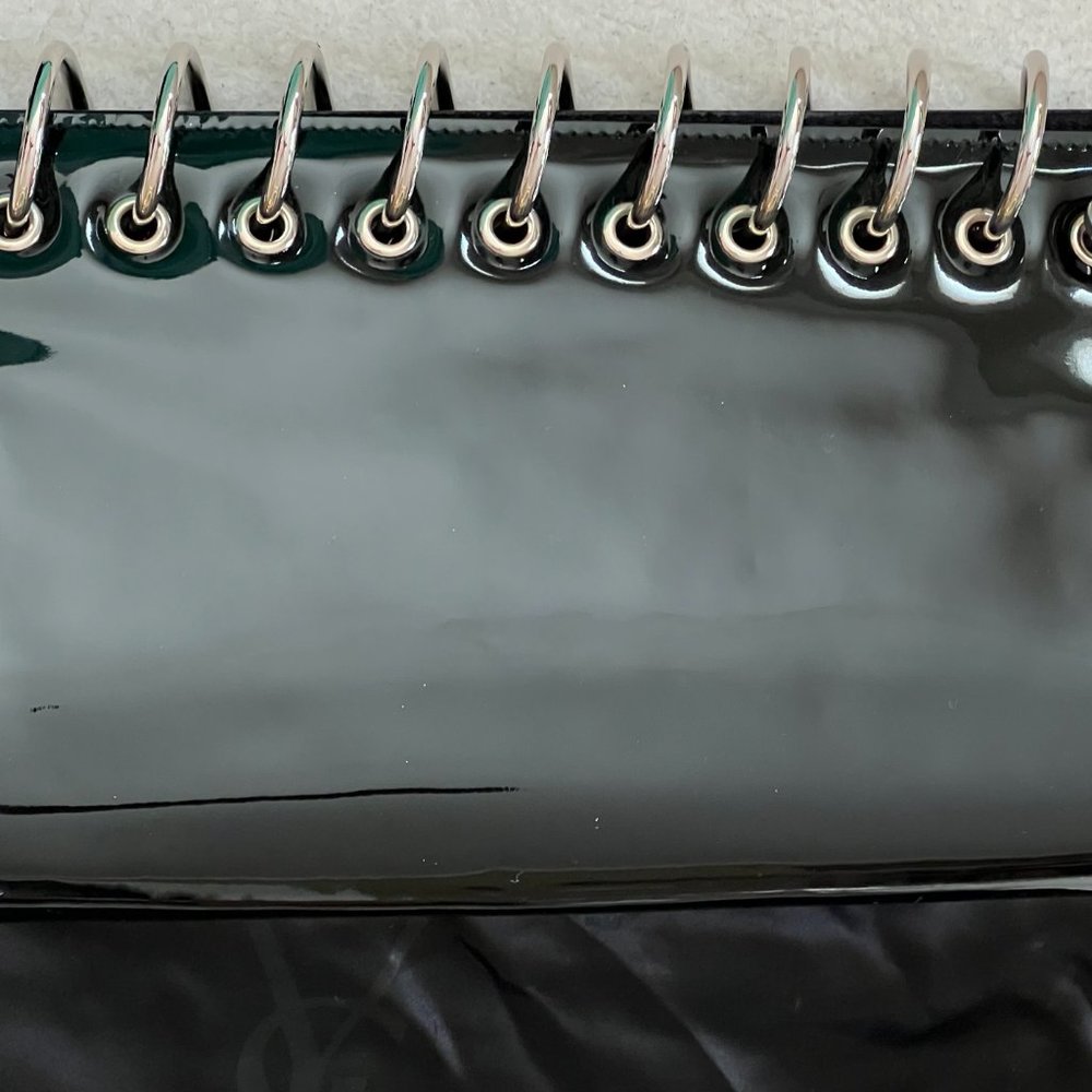 YSL Yves Saint Laurent Black Patent Spiral Clutch Bag Vintage Purse Vintage Rare - Picture 2 of 8